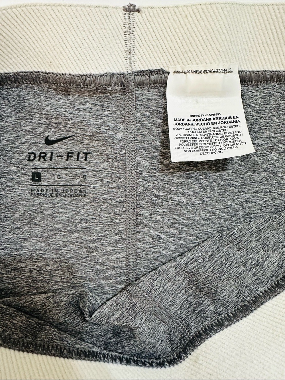 NIKE PRO DRI FIT CAPRI LEGGINGS WOMENS LARGE GRAY JUST DO IT GRAPHIC ACTIVEWEAR - Picture 10 of 11